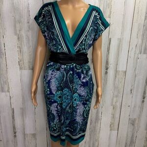 Maurices Paisley Crossover‎ Belted Midi Dress